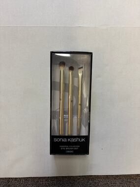 Sonia Kashuk Essential Collection Eye Brush Set 3 Brushes Gold Makeup Brushes